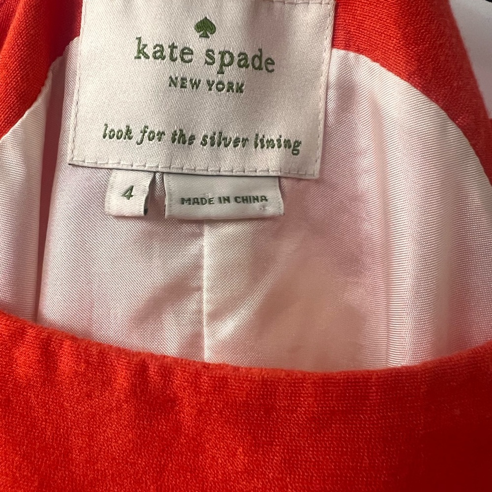 Kate Spade Warm Red-Orange & Ivory Dress Size 4 - Picture 3 of 3